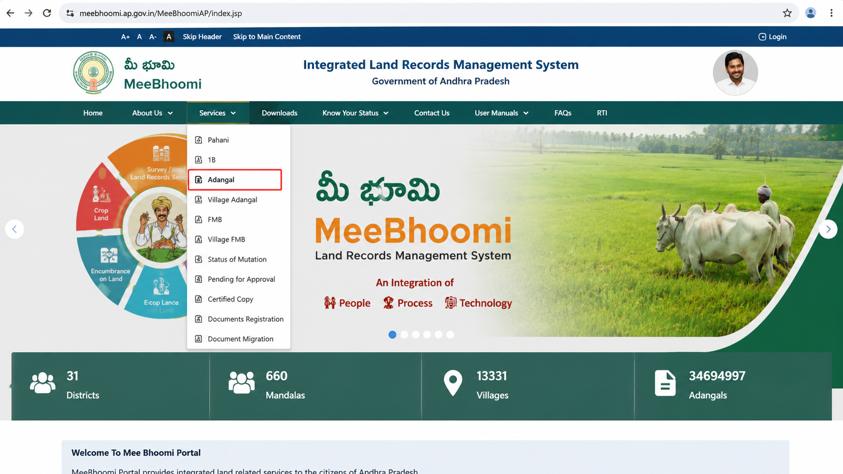 Select 1B Service in MeeBhoomi